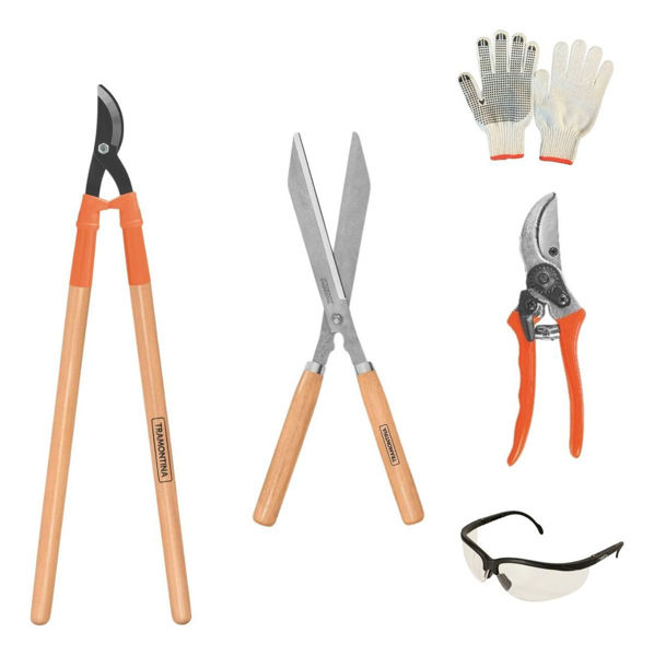 Imagen de Kit Jardin Tramontina Tijera Mango Grande. Mediano Y Chico - Naranja