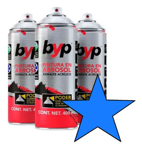 Imagen de Pack Pintura En Aerosol Byp Esmalte Acrílico Azul 3uni  -sc- - Azul Diamante