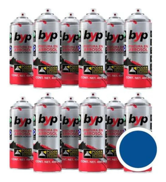 Imagen de Pintura En Aerosol Byp Esmalte Color Negro Mate 12 Uni -sc- - Azul