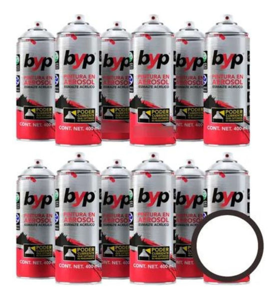 Imagen de Pintura En Aerosol Byp Esmalte Color Negro Mate 12 Uni -sc- - Blanco Mate