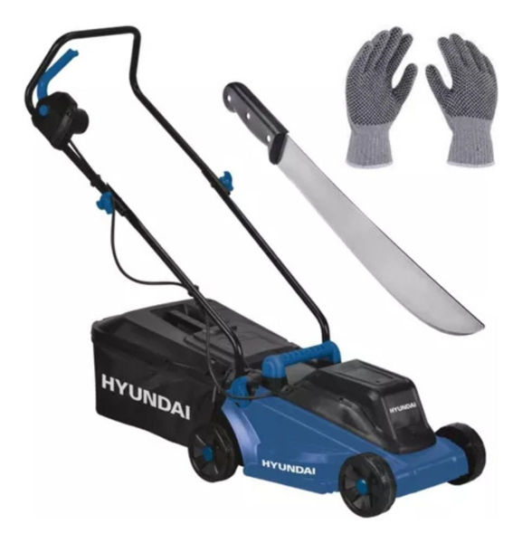 Imagen de Cortadora De Césped Eléctrica Recolector 30l -1.200w Hyundai - machete y guantes