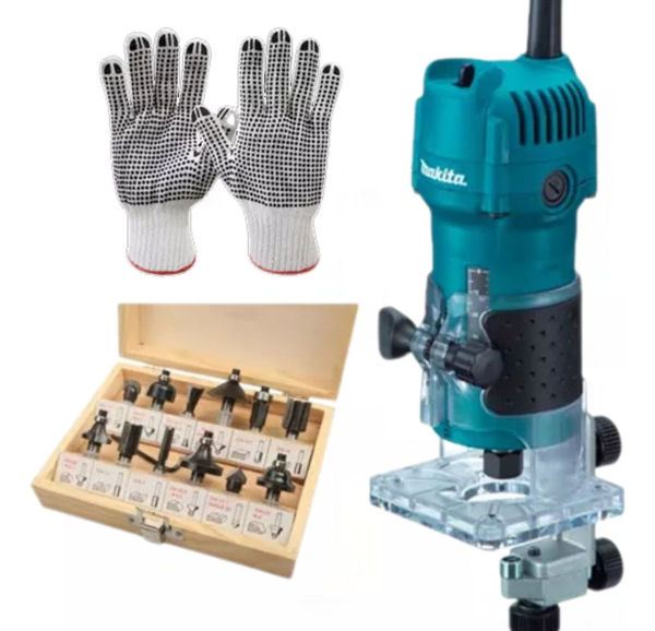 Imagen de Router Trompo Fresadora 530w Makita 6mm C/guia -sc- - router y guantes