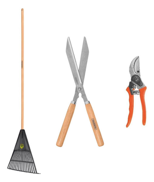 Imagen de Kit Jardin Tramontina Tijera, Rastrillo, Escobilla, Regalos - Blanco
