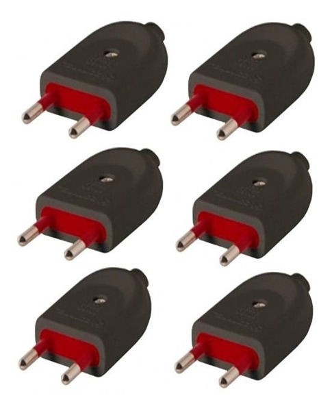 Imagen de Ficha Macho Modular 2 Polos Sin Tierra 10 Amp Pack X 6 -sc- - negro