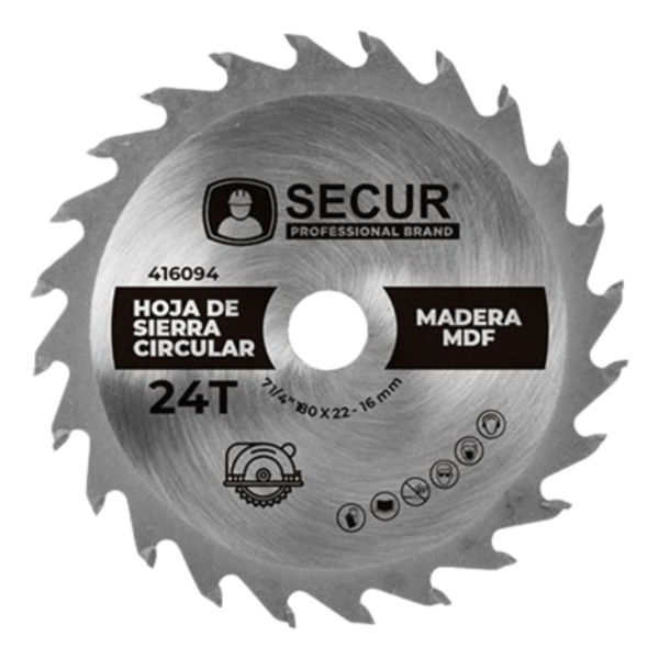 Imagen de Disco De Sierra Circular 7 1/4  (180mm) 7000 Rpm 24 Dientes 