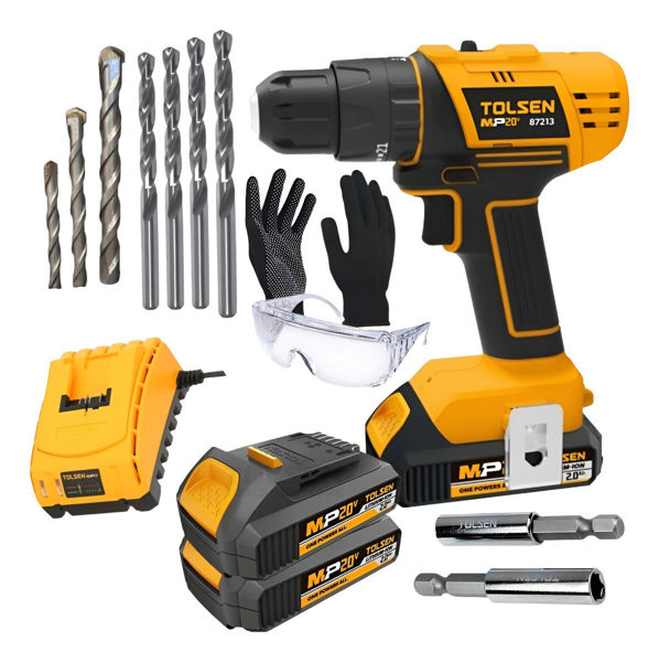 Imagen de Taladro Atornillador Percutor Inalámbrico Tolsen 20v Brusles
