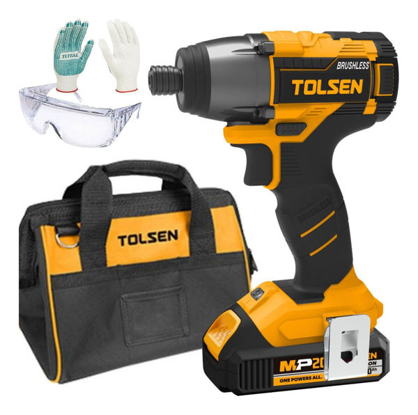 Imagen de Atornillador Impacto 1/4 Tolsen 20v 2bat Bolso P/autos/motos