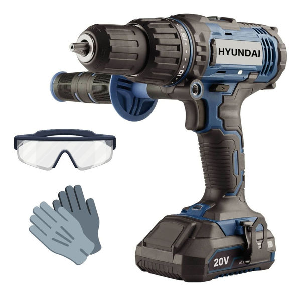 Imagen de Taladro Atornillador Hyundai Percutor 45n 1 Bateria 20v -sc-