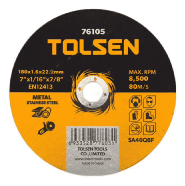 Imagen de Disco De Corte Metal Y Acero Inoxidable Tolsen 7 Pulgadas Sc
