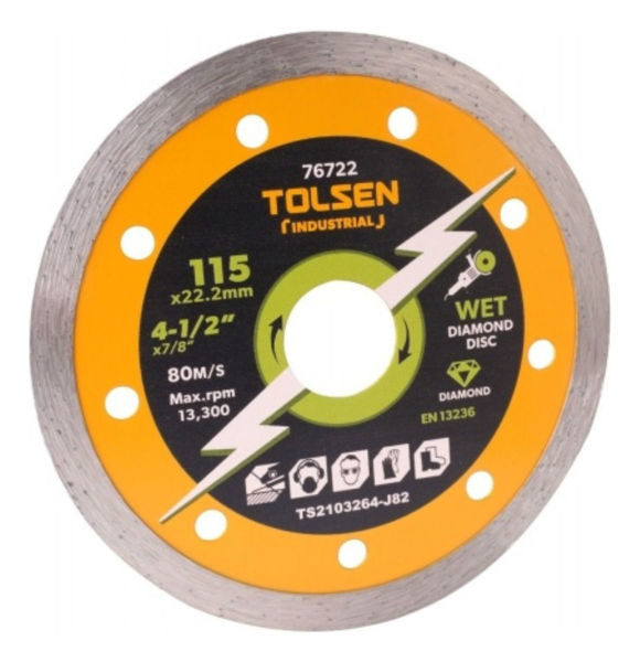 Imagen de Disco Diamantado Continuo Tolsen 180x22.2mm Ancho Hoja 7,5mm