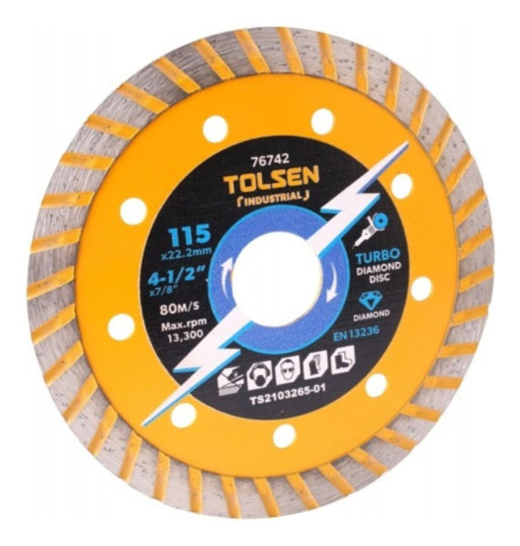 Imagen de Disco Diamantado Continuo Tolsen 115x22.2mm Rpm Máximo 13300