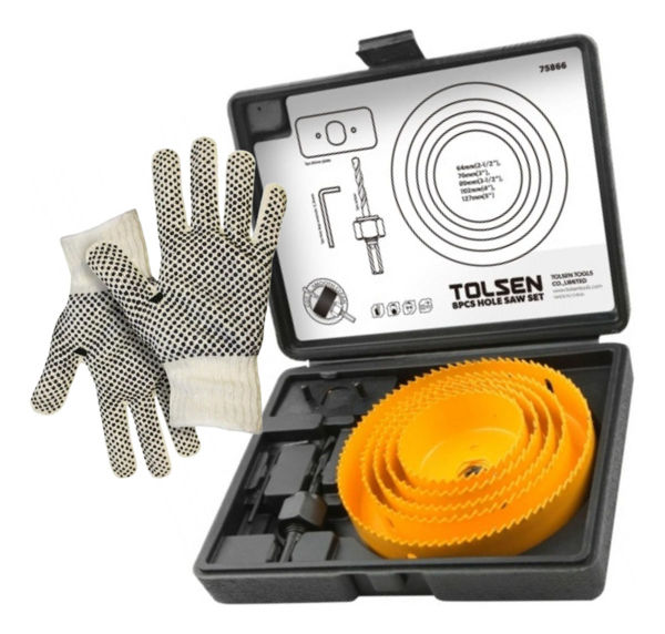 Imagen de Set Mecha Sierra Copa Bimetalica Tolsen  64-127mm 8 Piezas