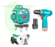 Imagen de Kit Total Nivel Láser 3d 360° 30m Autonivelante Líneas Verdes + Taladro Inalámbrico Atornillador 12v Con 1 Batería Con Puerto De Carga Usb-c