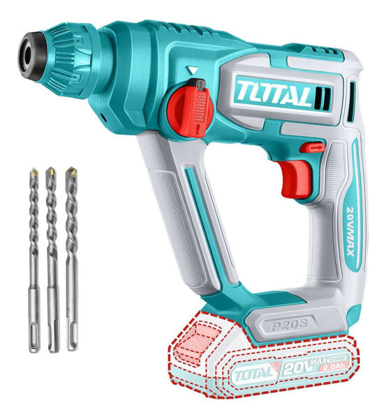 Imagen de Rotomartillo Inalámbrico Total 20v - 1.5 J, Encastre Sds Plus - Incluye 3 Mechas - No Incluye Batería Ni Cargador - Trhli20168