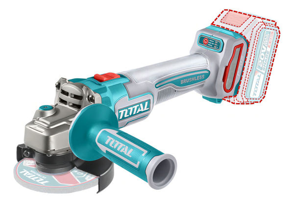 Imagen de Amoladora Inalámbrica Total 20v Industrial - Motor Brushless, Sin Carbones - 4.1/2 Pulgadas, 115mm - No Incluye Batería Ni Cargador - Tagli21154
