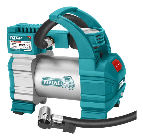 Imagen de Inflador Total 12v Para Autos Vehículos Con Manómetro 140psi Funciona Conectado Al Cenicero O A La Batería Ttac1406