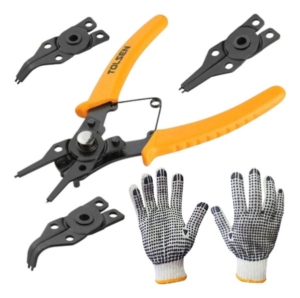 Imagen de Alicate Para Anillos Tolsen 160mm 4 Puntas Intercambiable Sc