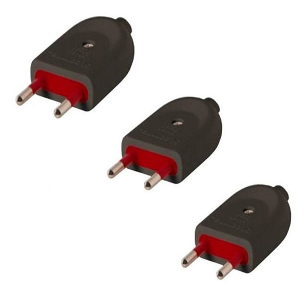 Imagen de Ficha Macho Modular 2 Polos Sin Tierra 10 Amp Pack X 3 -sc-