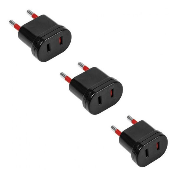 Imagen de Adaptador Conatel Ficha Americana Negro Pack X 3 -sc-