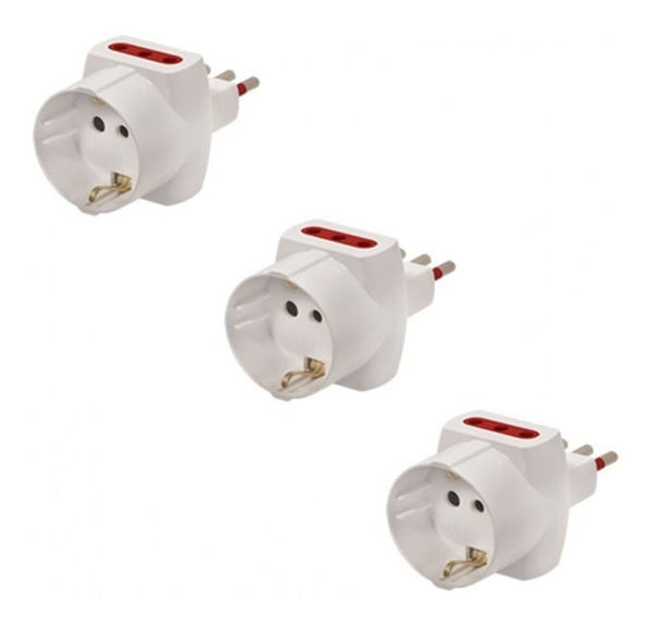 Imagen de Ficha Derivacion Multiple 3 En Linea + Schuko Conatel Pack 3