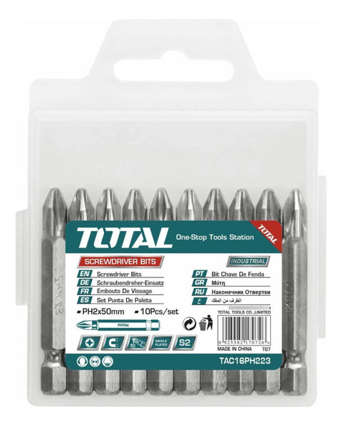 Imagen de Set 10 Puntas Atornillador Total - Phillips Ph2 - Industrial