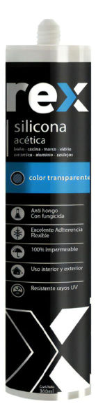 Imagen de Silicona Acetica Transparente Con Fungicida Rex 300 Ml