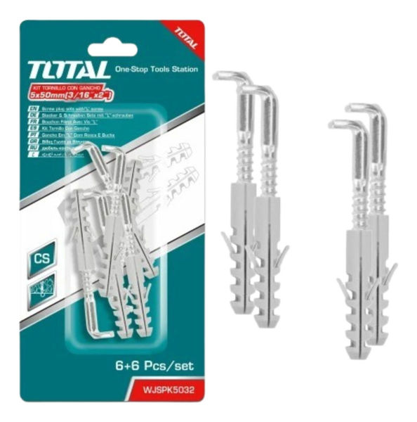 Imagen de Set De 6 Pitones En L 5mm + 6 Tarugos 8 X 40mm Total - Sc - 