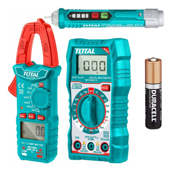 Imagen de Kit Pinza Amperimétrica + Detector De Voltaje Y Multímetro  